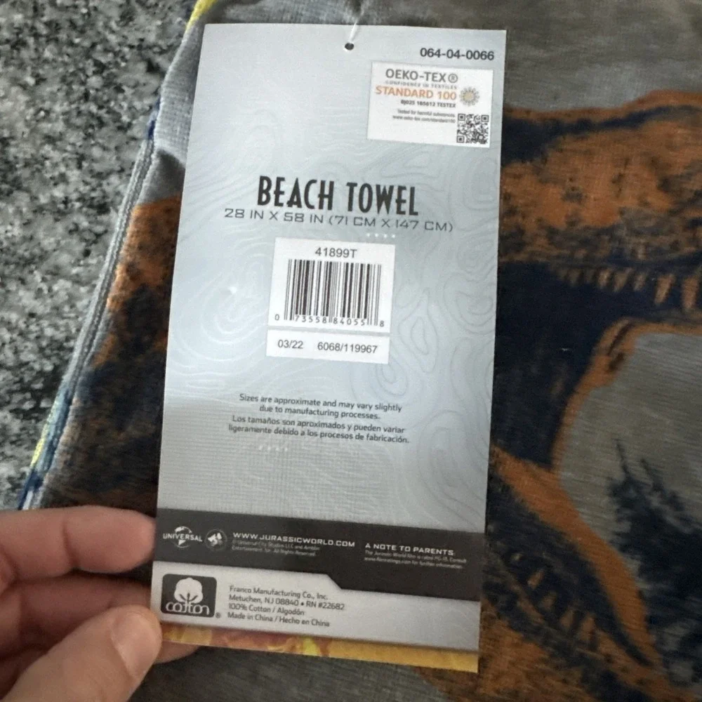 Jurassic World Park Dinosaur‎ 100% Cotton Soft & Cozy Beach Towel 28